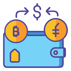 Fototapeta premium Cryptocurrency Exchange Digital Wallet Icon