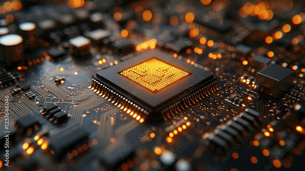 Poster illuminated microchip on circuit board technology