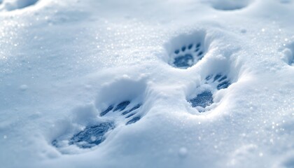 Animal Tracks in Fresh Snow Winter Wonderland Scene
