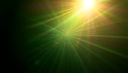 Fototapeta premium Green Light Rays Burst Sparkles
