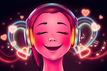 An illustration of a woman enjoying a song.
