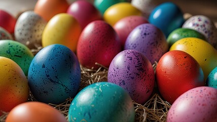 Colorfully painted Easter eggs