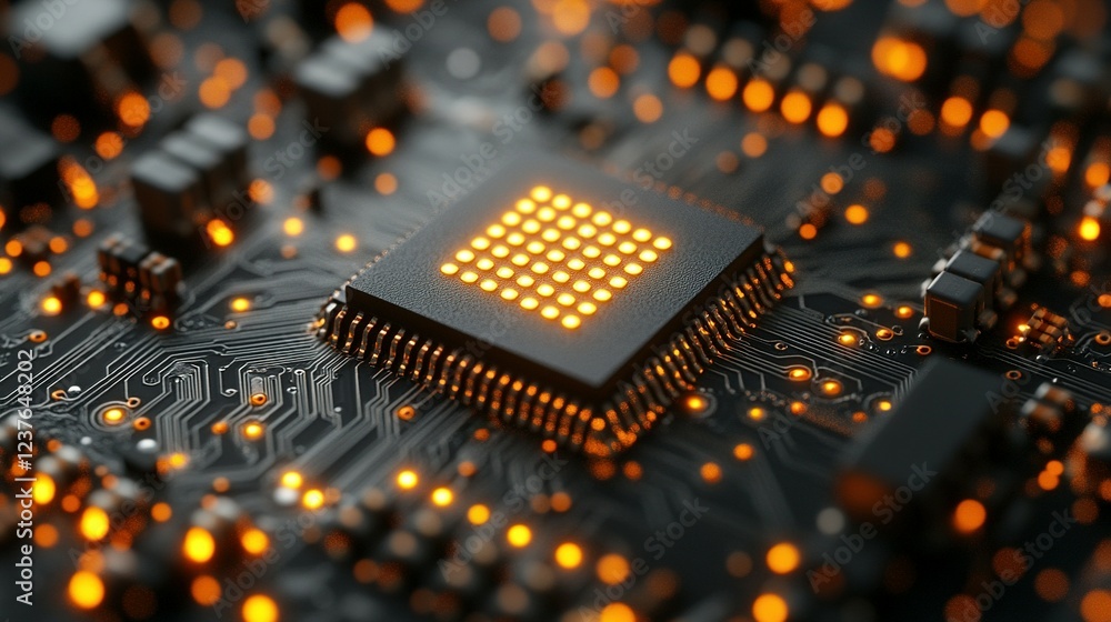 Poster illuminated microchip on circuit board technology
