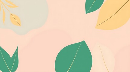 A modern flat design illustration featuring soft pastel colors on a natural background. The image uses simple two-dimensional shapes, conveying a gentle and soothing aesthetic.