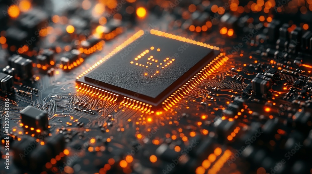 Poster illuminated microchip circuit board technology