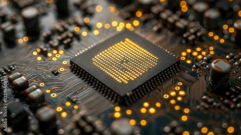 Poster illuminated microchip on circuit board technology