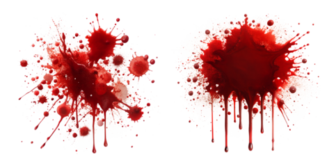 Blood Splatters Isolate On Transparent Background 