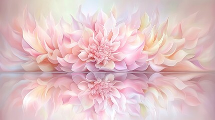 Fototapeta premium Pink Dahlia Reflections Serene Floral Symmetry