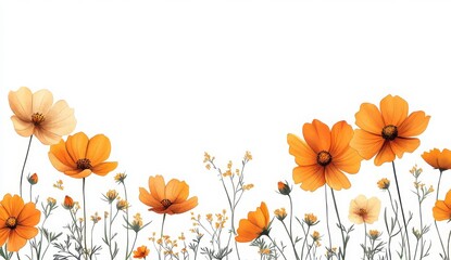 Naklejka premium Beautiful Orange Flowers Against White Background for Decoration