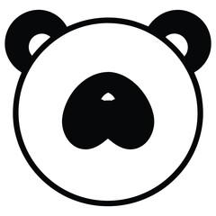 Cute Black and White Cartoon Panda Face Illustration