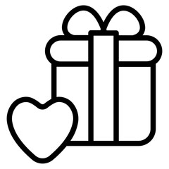 Gift love Line Icon