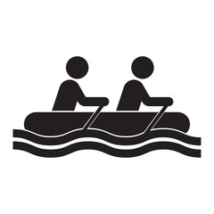 vector flat icon of person paddling kayak