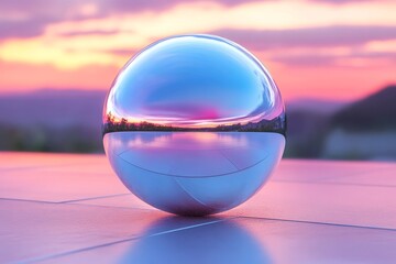 Abstract reflective orb, 3D render, Generative AI