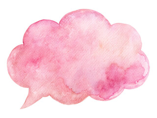 Pastel pink watercolor speech bubbles, suitable for placing text, white background.