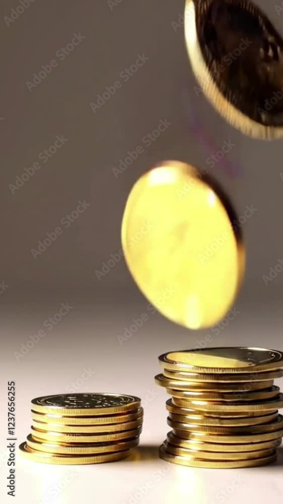 Poster stacked coins with a backlit light source creating a beautiful shadow and highlight effect on the su