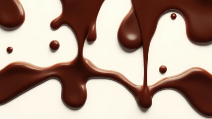 Melted chocolate on a white background with a subtle sheen,  treats,  creamy