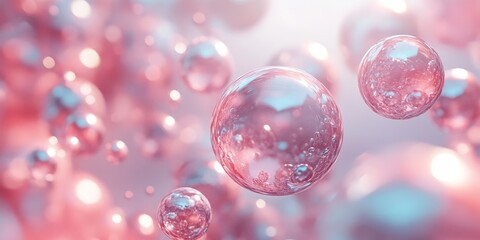 Abstract translucent floating spheres in space, 3d render, Generative AI