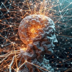 An abstract representation of consciousness, with neural patterns radiating outward in a series of interconnected, flowing lines