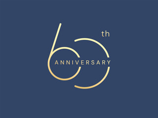 60th Anniversary luxury gold celebration with Slim lines logo typography vector design twisted infinity concept. Sixty years anniversary gold template for business, invitation, greeting card, company.
