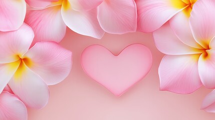 Obraz premium Pink Plumeria Flowers Frame a Delicate Heart