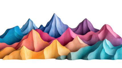 Vibrant abstract mountains with transparent background