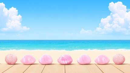 Pink Stones Beach Serenity Summer Vacation Scene