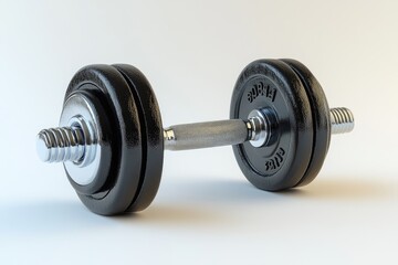 Naklejka premium Adjustable dumbbell showing 30lbs weight plates for bodybuilding