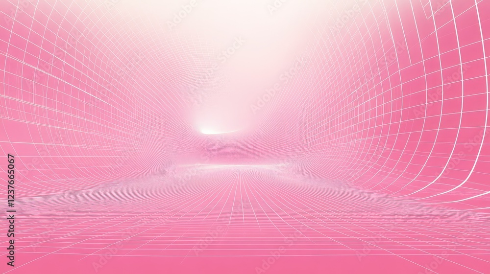 Poster minimalist pink geometric background with thin, uniform grid lines creating symmetry.
