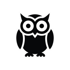Black owl silhouettes. Owl icon.