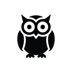 Black owl silhouettes vector icon.