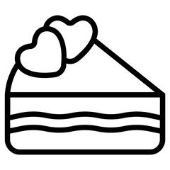 Valentine cake Line Icon