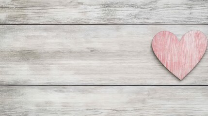 Fototapeta premium Pink Wooden Heart on Rustic White Wood Background
