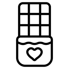 Valentine chocolate Line Icon