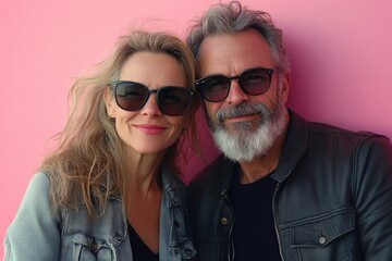 Stylish mature couple enjoying sunny day outdoors