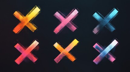 Obraz premium Modern and clean checkmark and X mark icons with different opacity and texture effects.