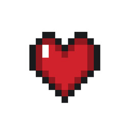 Obraz premium Heart pixel art isolated on a white background. Vector 8 bit illustration.