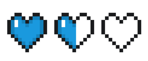 blue heart love pixel 8bit graphic design, vector illustration