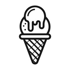 Ice Cream Cone Icon Vector Outline Stylish Line Art Logo on Transparent Background