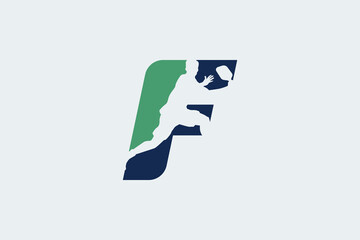 letter f logo with pickleball player silhouette. It is good for team logo, club, shirt, sticker, etc.