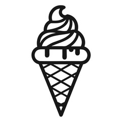 Ice Cream cone icon vector outline, vector line art Logo isolated on transparent background