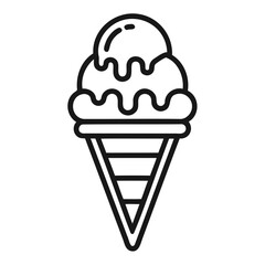 Ice Cream cone icon vector outline, vector line art Logo isolated on transparent background