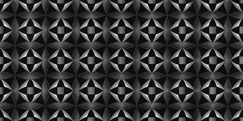Minimalist geometric pattern featuring a repeating sequence of dark shapes against a stark black background, visual interest, visual identity, shape repetition