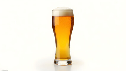 Close up of the beer in glass isolate on white background