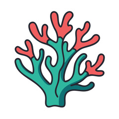Obraz premium Coral reef icon in flat style