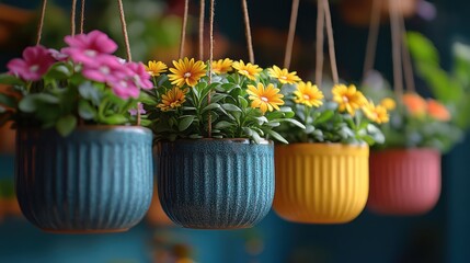 Vibrant Hanging Flower Pots: A Burst of Spring Colors