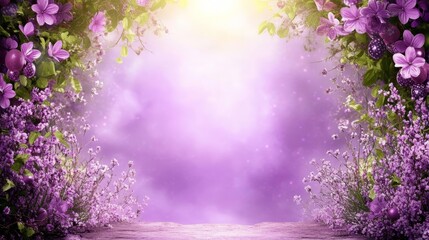 Obraz premium Purple Floral Fantasy Springtime Garden Scene