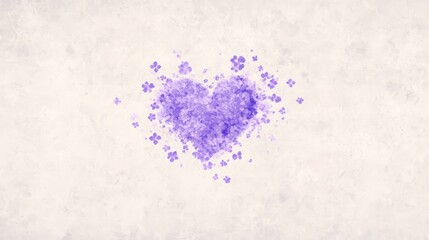 Purple Floral Heart, Grunge Texture Background