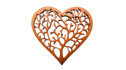 Wooden heart representing love for nature and environment with transparent background