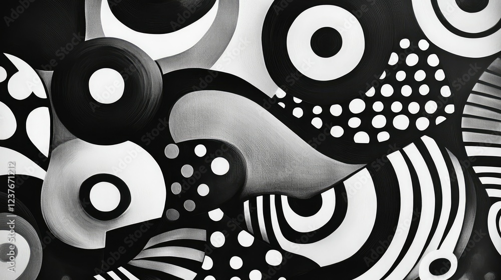 Poster Organic and geometric black-and-white abstract patterns. Smooth and sharp elements create a unique composition.
