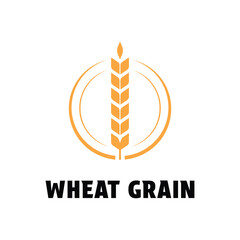 wheat grain logo design creative concept idea with label circle